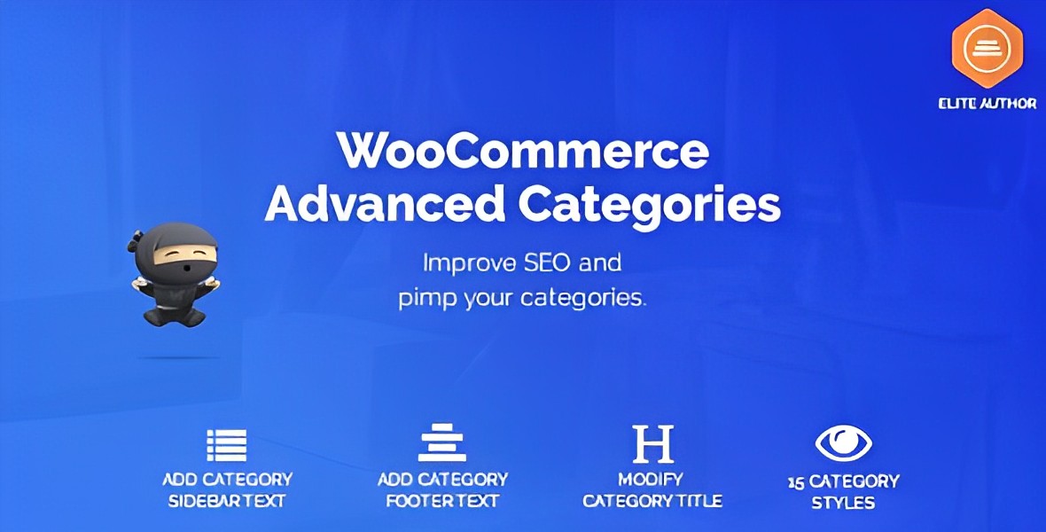 WooCommerce SEO and Categories WordPress plugin interface showing category optimization features
