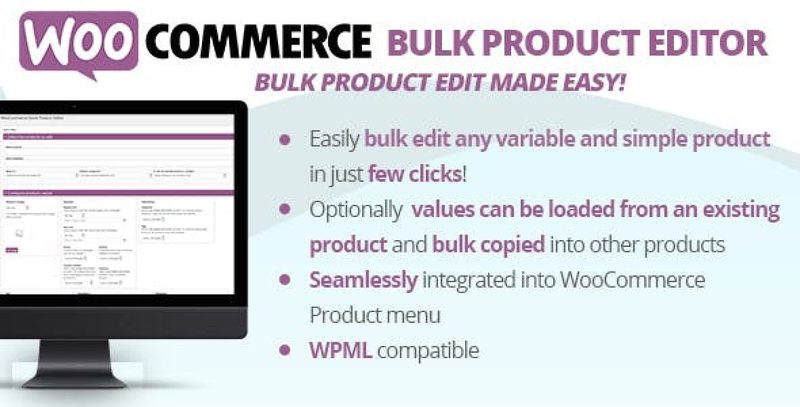 WooCommerce Bulk Product Editor plugin interface showing bulk product editing in WordPress admin