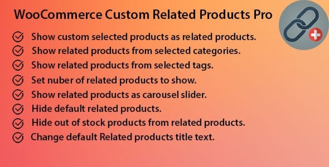 WooCommerce Custom Related Products Pro plugin settings screen showing product selection, category and tag filters, slider toggle, and display count options