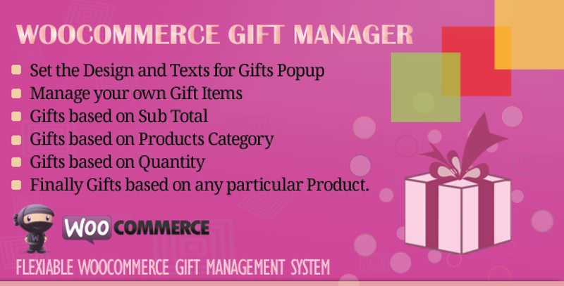WooCommerce Gift Manager plugin interface showing free gift configuration settings