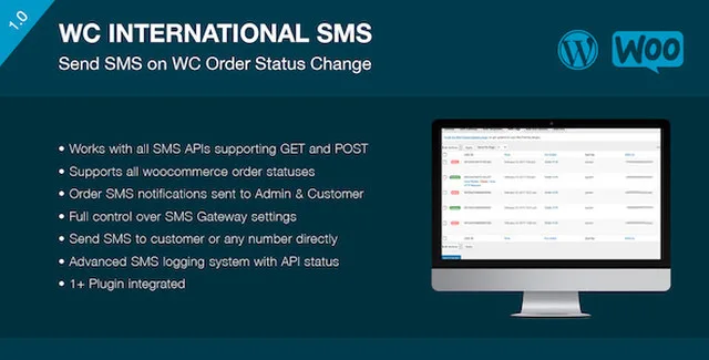 WooCommerce SMS notifications plugin dashboard showing order alert templates