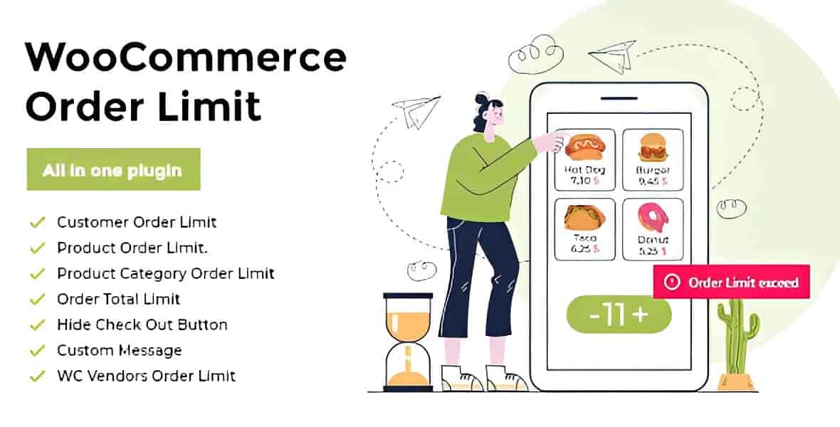 WooCommerce Order Limit plugin interface showing min and max order rule settings