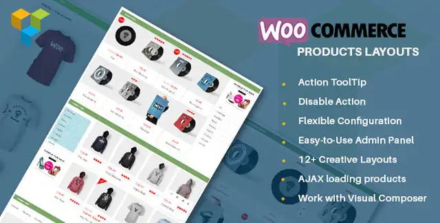 WooCommerce Products Layouts plugin interface showing various product grid styles