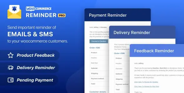 WooCommerce Reminder Emails plugin interface showing notification settings