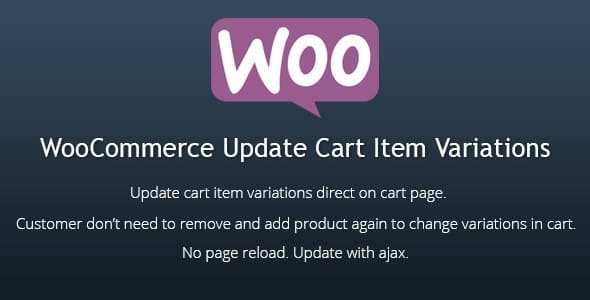 WooCommerce Cart Variation Editor plugin interface showing AJAX variation edit form on cart page