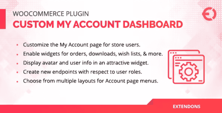 WooCommerce User Dashboard plugin customizing a modern My Account page with widgets and reward points