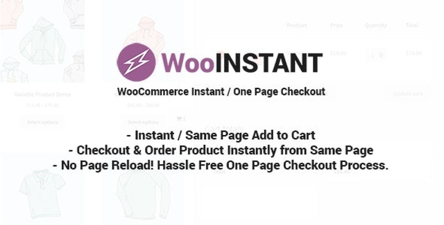 WooInstant one-page checkout interface on a WooCommerce store
