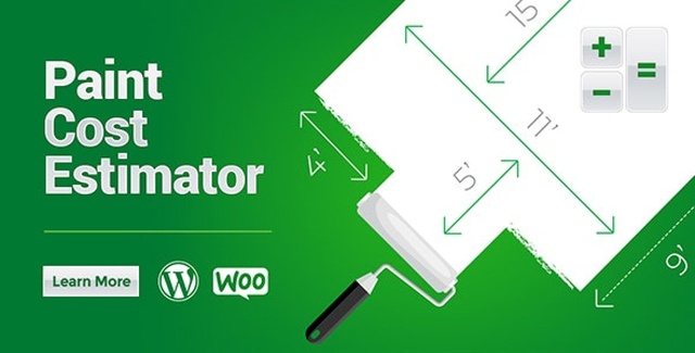 Paint Cost Estimator WordPress Plugin interface showing interior and exterior cost calculation