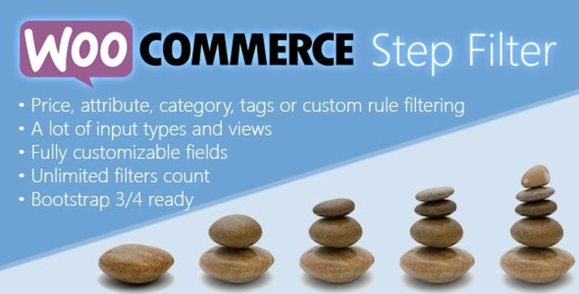 WooCommerce step filter plugin interface showing interactive product wizard with step-by-step questions