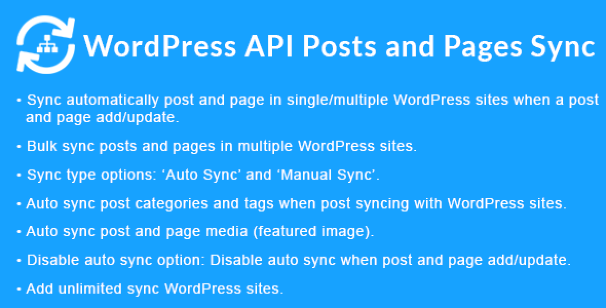 WordPress API posts and pages sync plugin interface