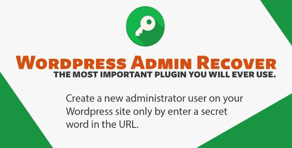 WordPress admin recovery plugin interface showing secret word access feature