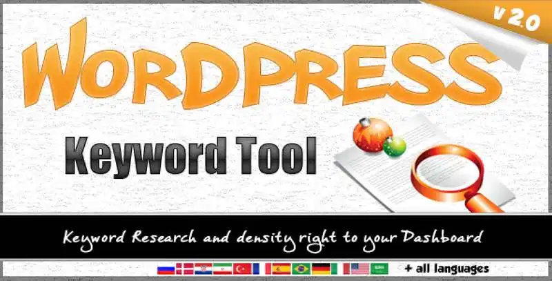 WordPress Keyword Tool Plugin interface showing keyword research and density checker