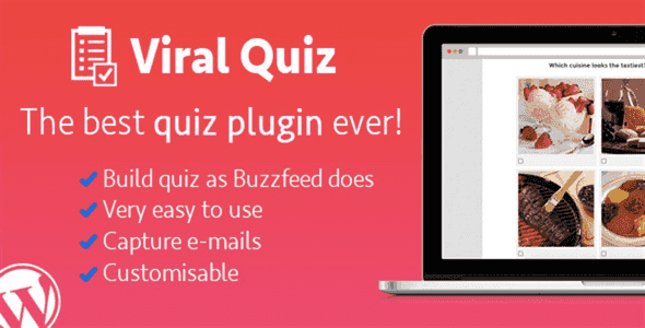 WordPress viral quiz plugin interface showing BuzzFeed-style personality test with share buttons