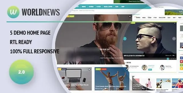 WorldNews RTL magazine WordPress theme homepage preview