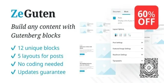 ZeGuten Gutenberg blocks plugin interface for WordPress