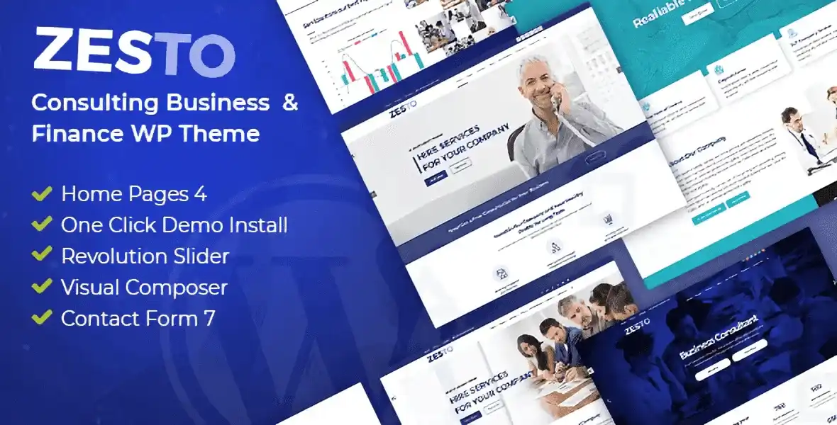 Zesto agency corporate WordPress theme preview with professional layout and customizable color scheme