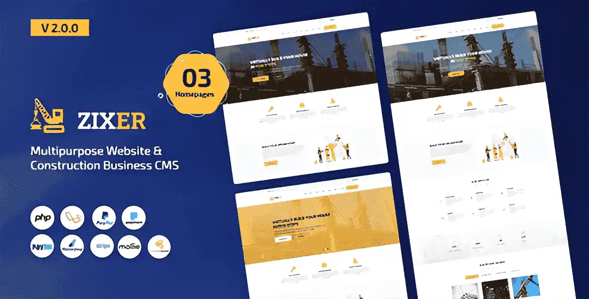 Zixer multipurpose construction business PHP script website demo