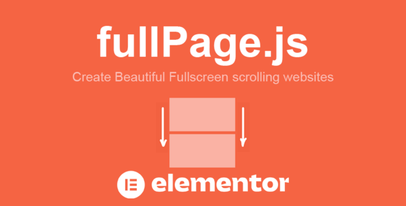 FullPage.Js For Elementor WordPress plugin interface showing full-screen scrolling sections