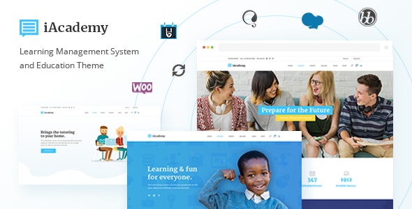IAcademy WordPress education theme demo showing online course layouts and school website design
