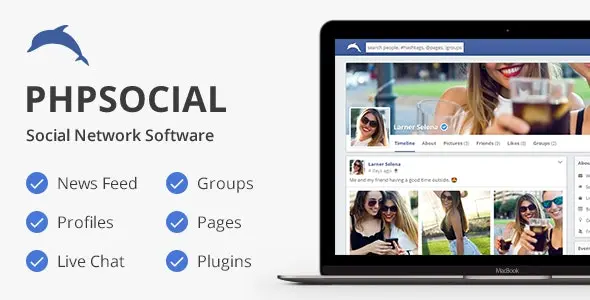 PhpSocial social network platform PHP script dashboard and user interface